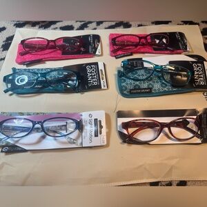 Foster Grant Stylish Glasses Trio - Teal, Red, Black. 1.25 reader glasses.